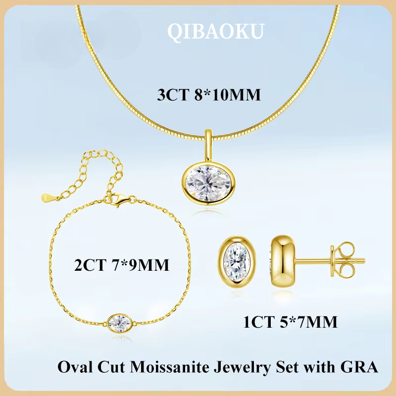 Bezels Set Pendant - Collier pendentif ovale serti de moissanite